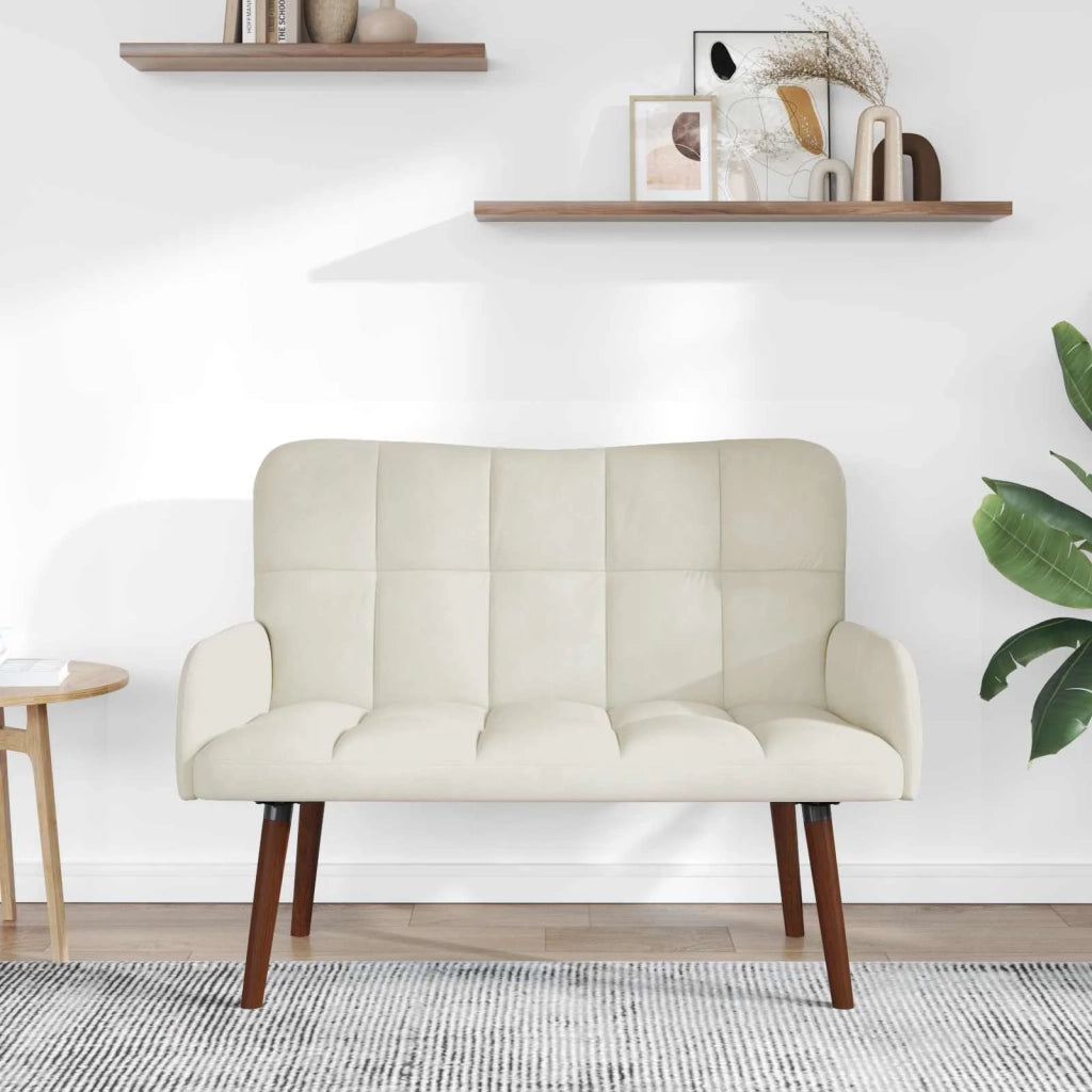 Sofa a Due Posti Crema 115 x 61 x 87 cm Velluto