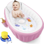 Bagnetto gonfiabile per neonati, vasca da bagno portatile, vasca da bagno per bambini con pompa a aria, vasca da bagno antislip mini gonfiabile per neonati (rosa)