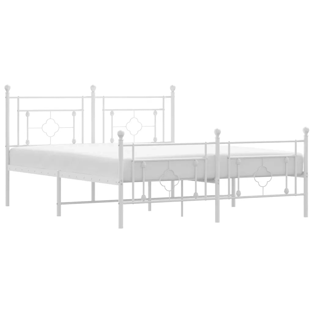 Giroletto con Testiera e Pediera Metallo Bianco 150x200 cmcod mxl 133684
