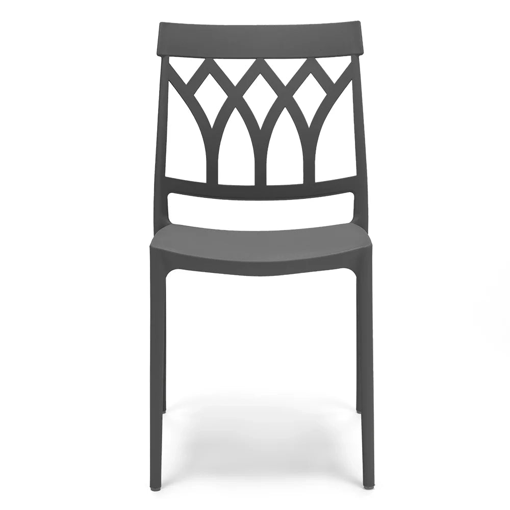 Set 2 sedie in polipropilene QUEEN, 100% MADE IN ITALY, impilabile, resistente ai raggi UV, design moderno, ideale per sala da pranzo, cucina, bar, ristoranti o giardino, colore Grigio