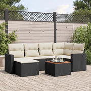 LAPOOH Set da pranzo da giardino 7 pezzi e cuscini in rattan sintetico nero, Set Tavolo e Sedie Giardino, Tavolo e Sedie Terrazza, Mobili da Giardino Esterno, Set di Mobili Da Giardino - 3256553