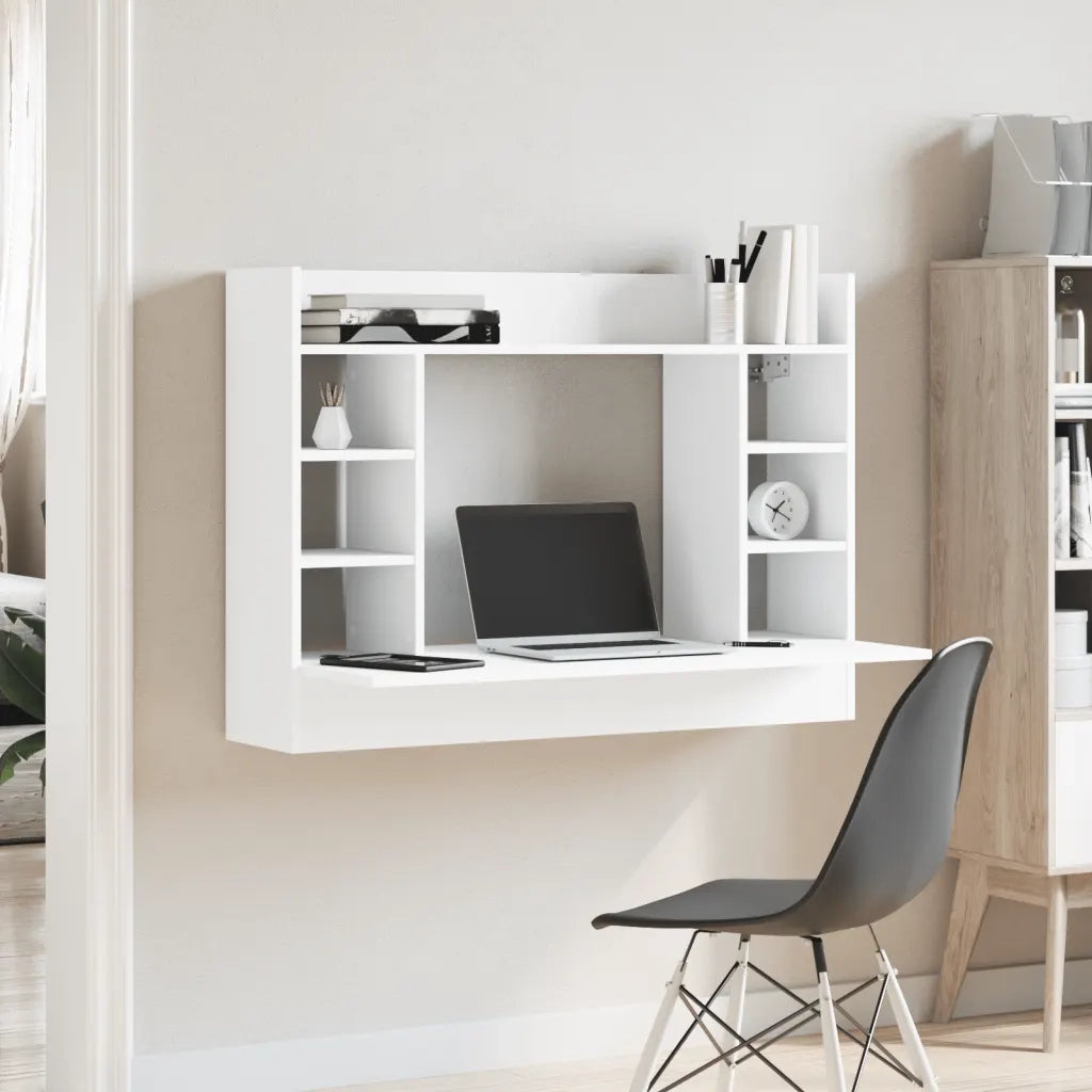 Scrivania | Tavolo da Ufficio a Parete Bianca 105x48x75 cm in Legno Multistrato