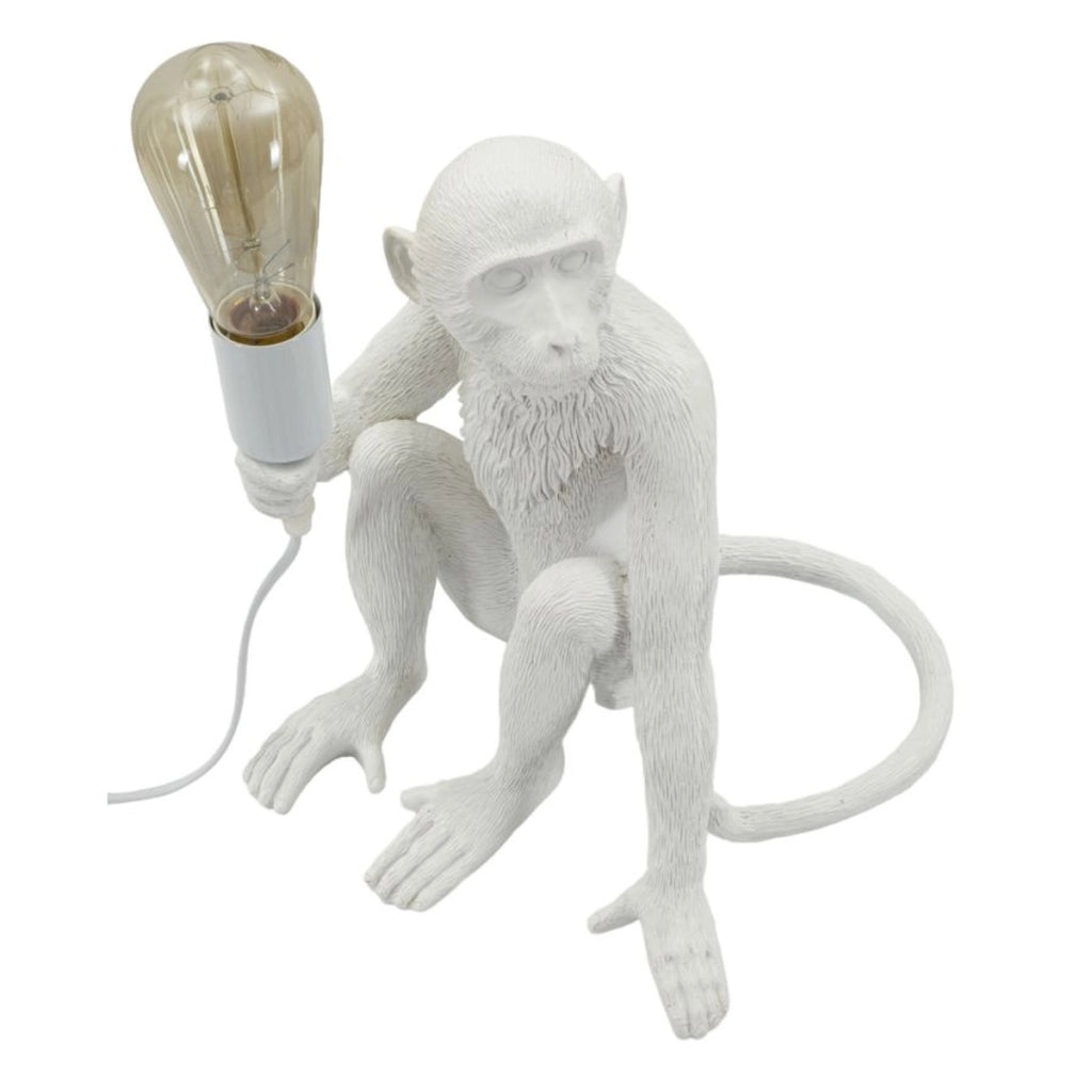 Lampada da Tavolo Scimmia, Bianco, Poliestere, 33x33x32 cm