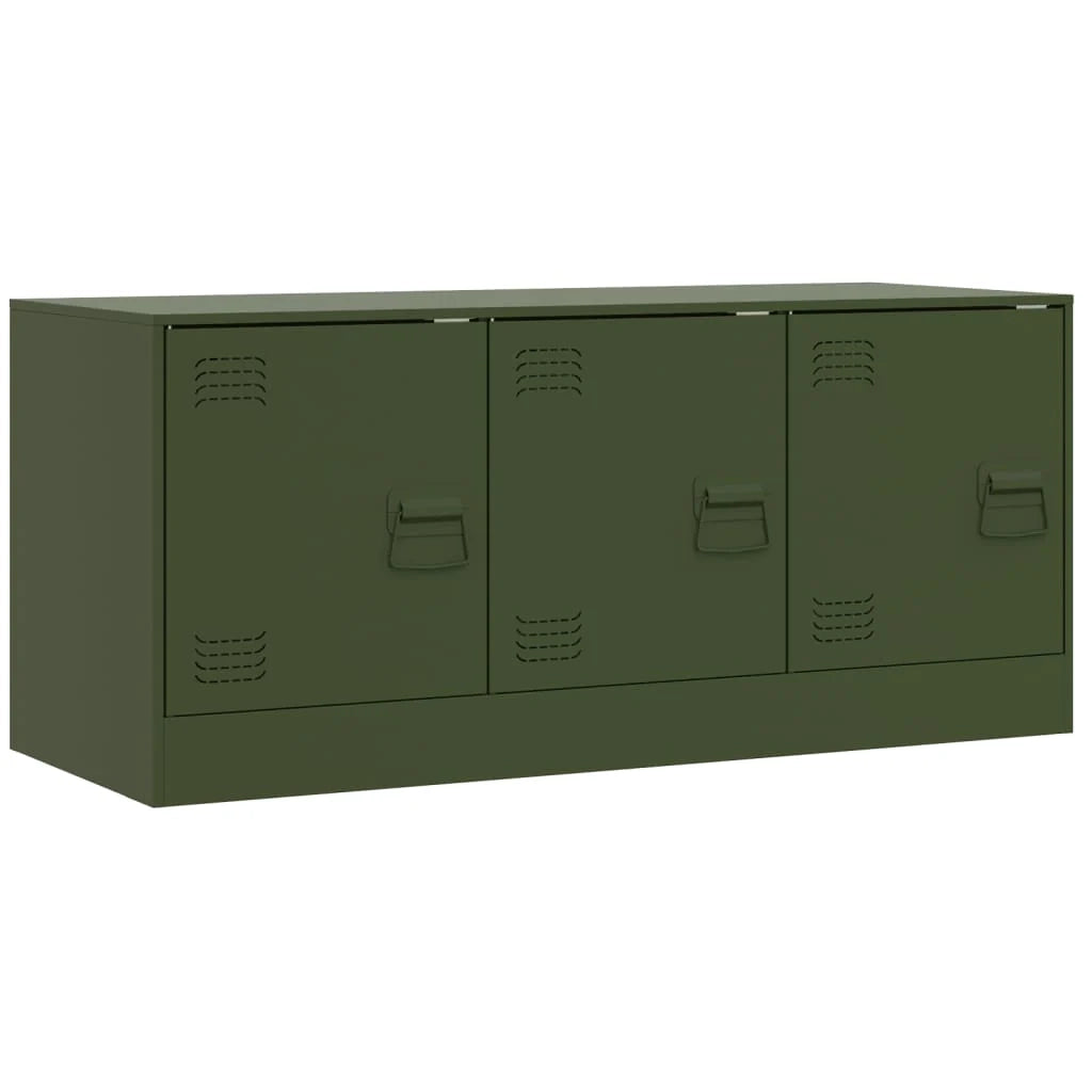 Mobile TV multimediale mensola TV credenza TV sala da pranzo soggiorno camera da letto verde oliva 99 x 39 x 44 cm acciaio verde 02_0028274