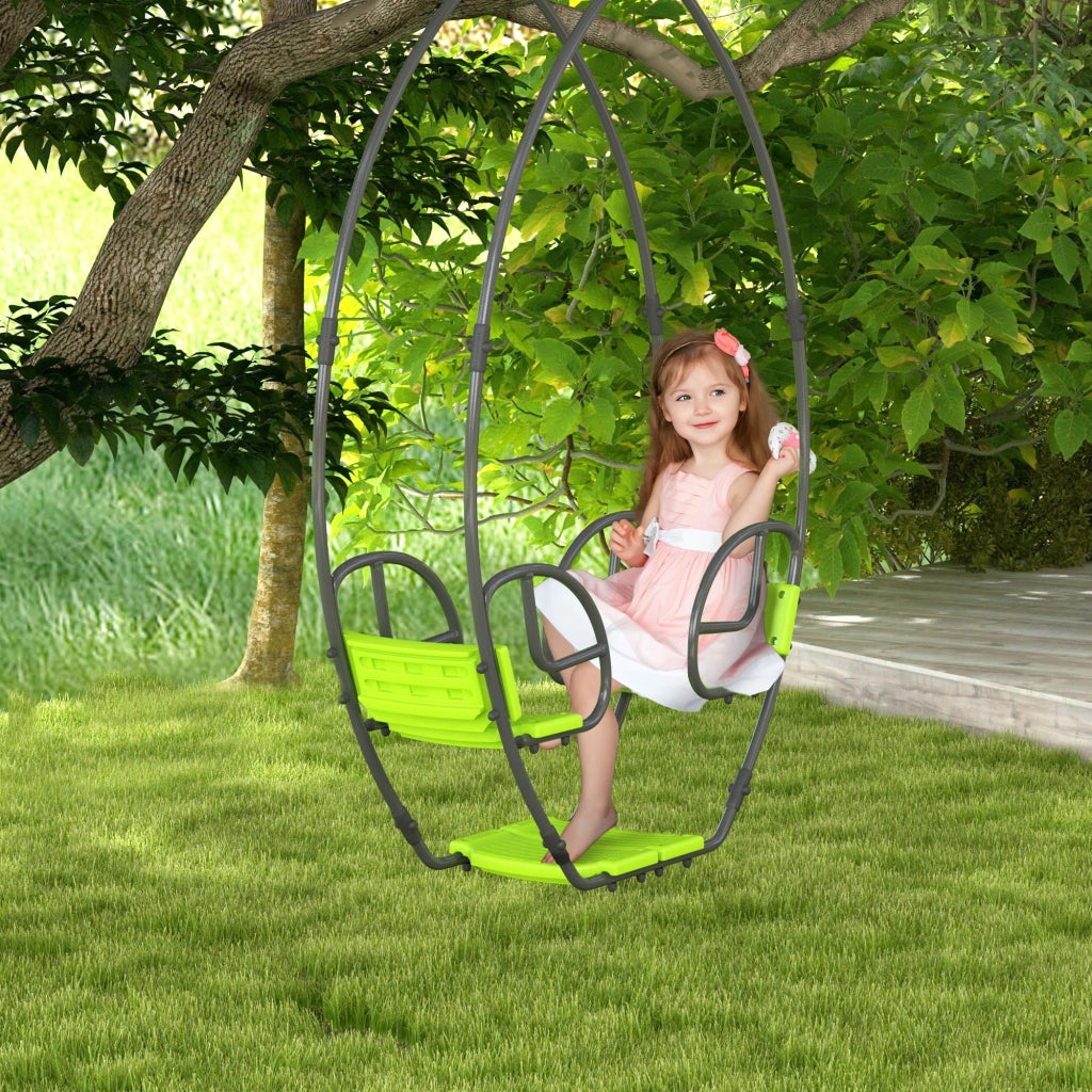 Altalena per Bambini ¨C Zephmum ¨C Struttura in Metallo Verde 110.5x40.5x180 cm
