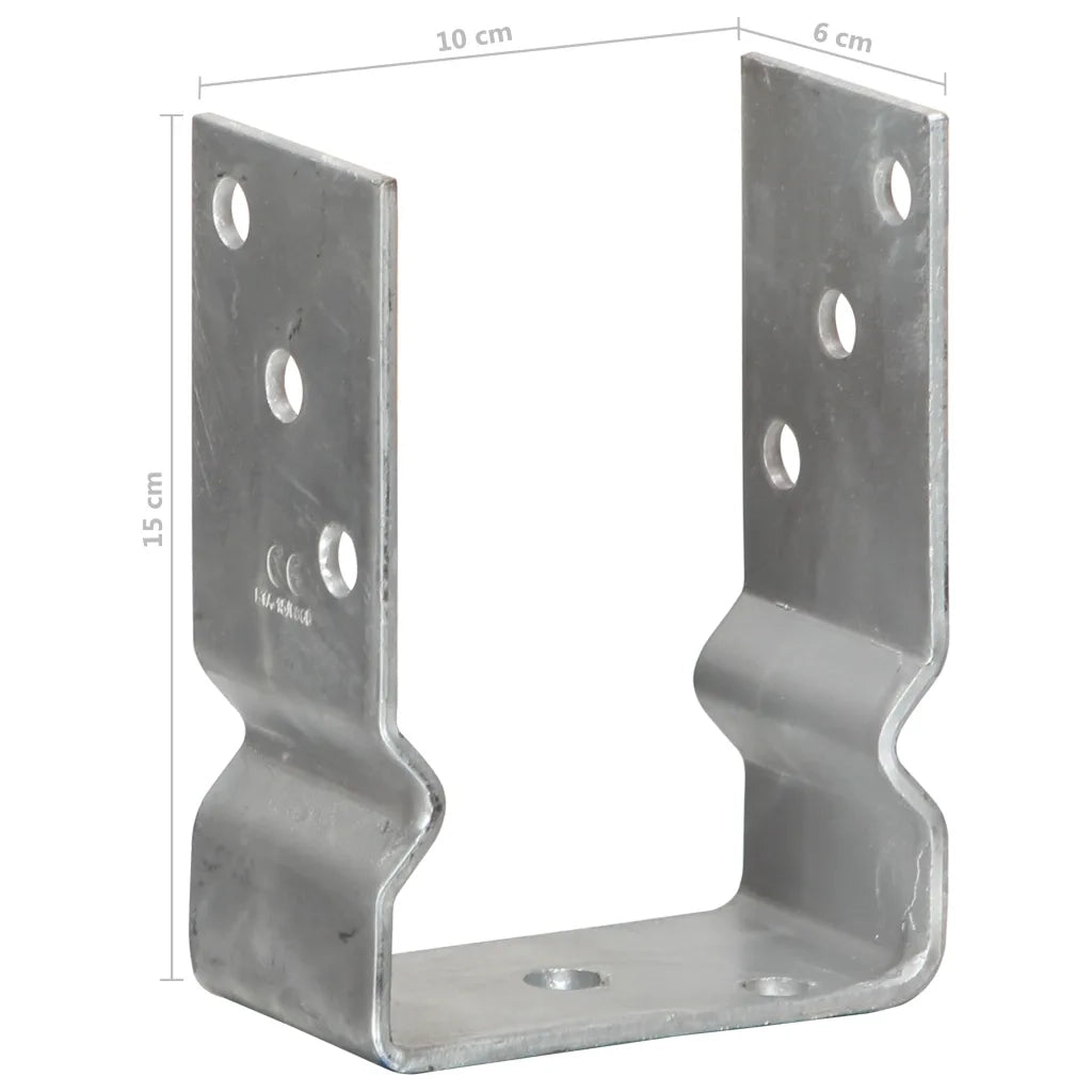 vidaXL Picchetti per Recinzione 6 pz Argento 10x6x15cm Acciaio Zincato