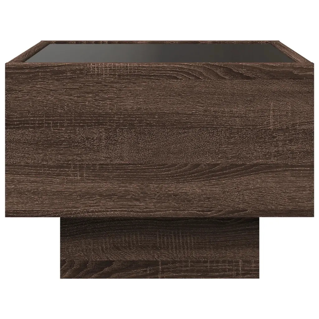 Comodino | Armadio da Notte | Mobiletto da notte con LED Infinity Rovere Marrone 40x40x30 cm