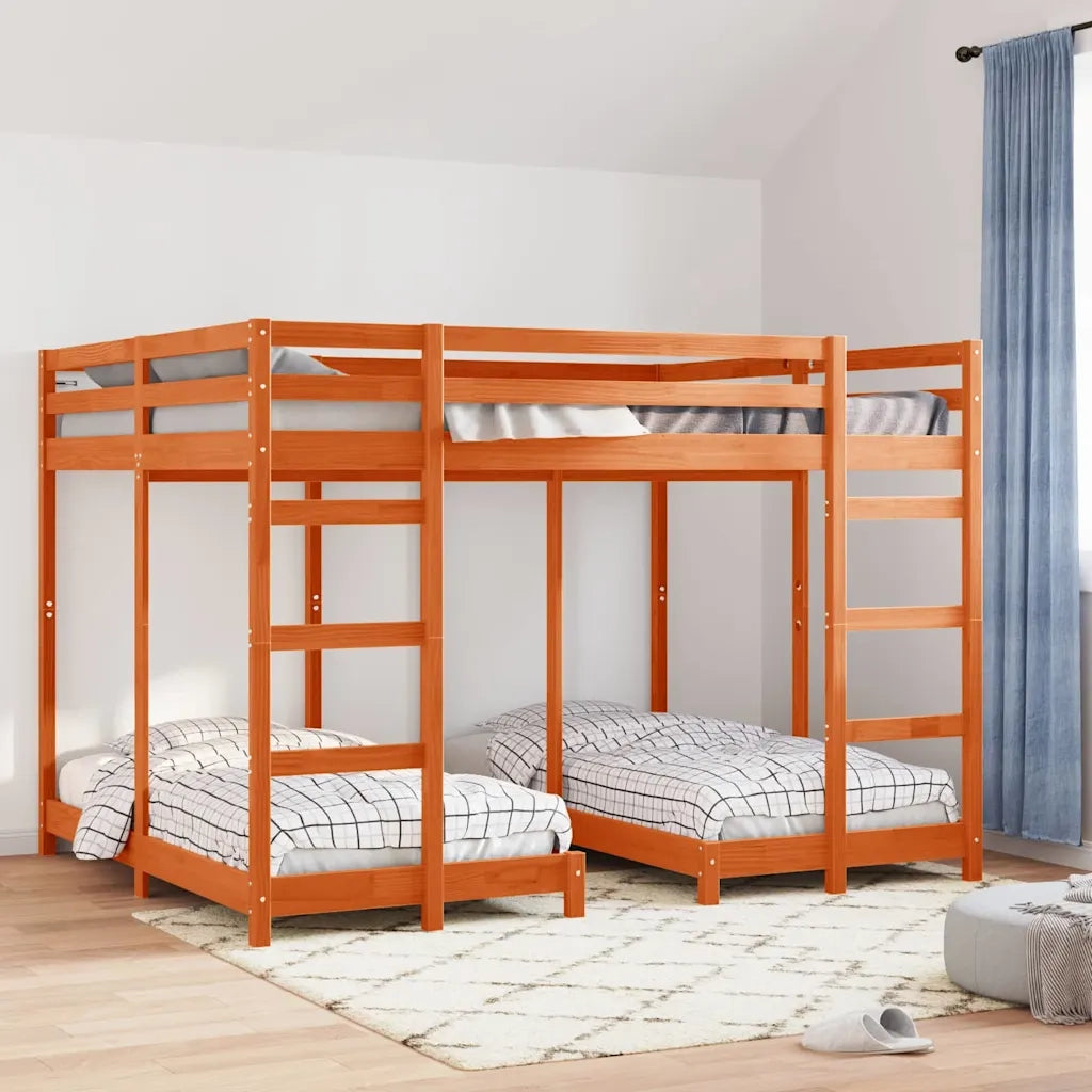 Struttura letto a castello triplo Cera marrone 160 x 200 cm