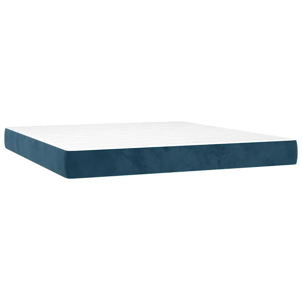 Letto a Molle con Materasso e LED Blu Scuro 160x200 cm 3136375