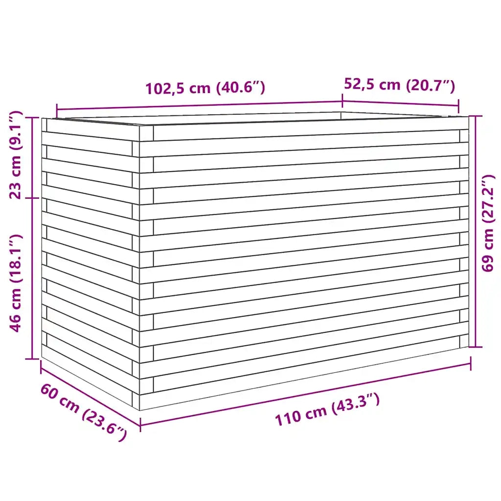 Fioriera | Cassetta per fiori | Vaso da Giardino Bianca 110x60x68,5 cm Legno Massello Pino