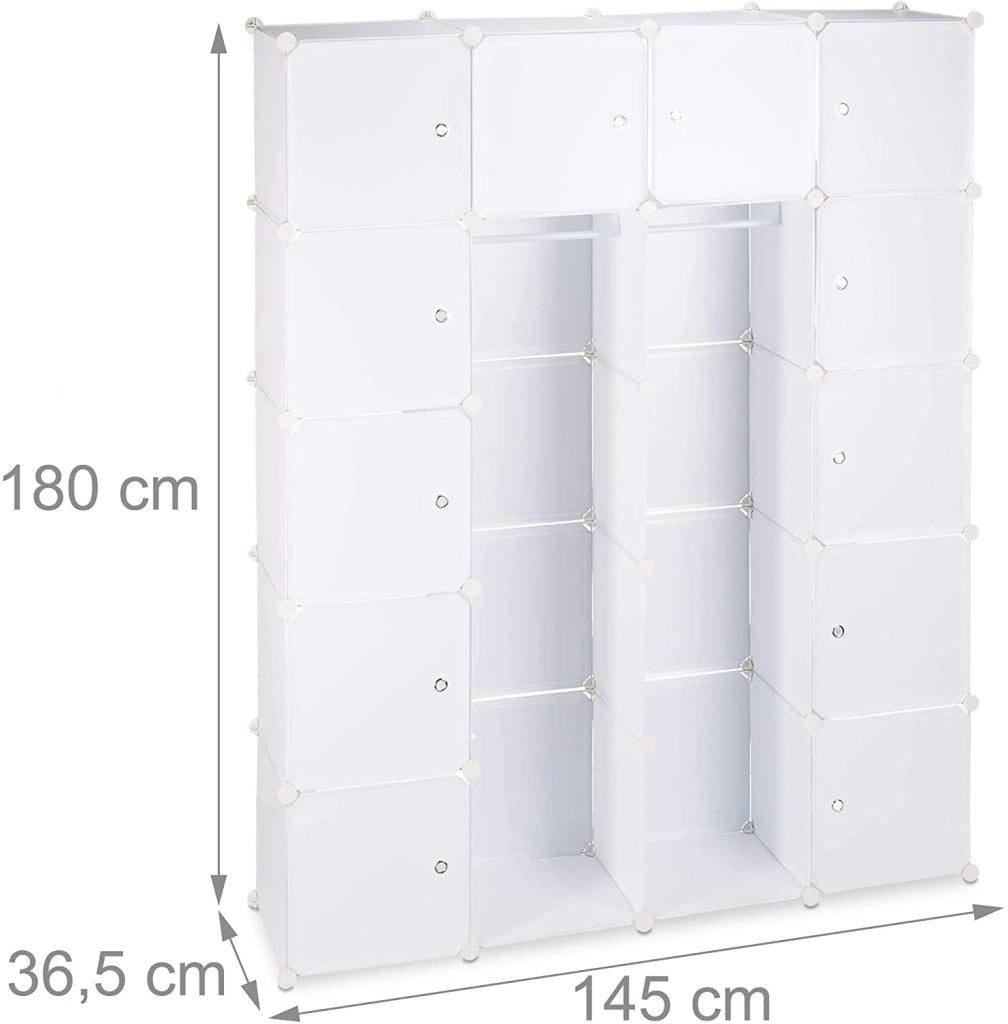 Scaffale cubico portaoggetti in plastica armadio 14 scomparti 180 cm bianco 13_0001070_2