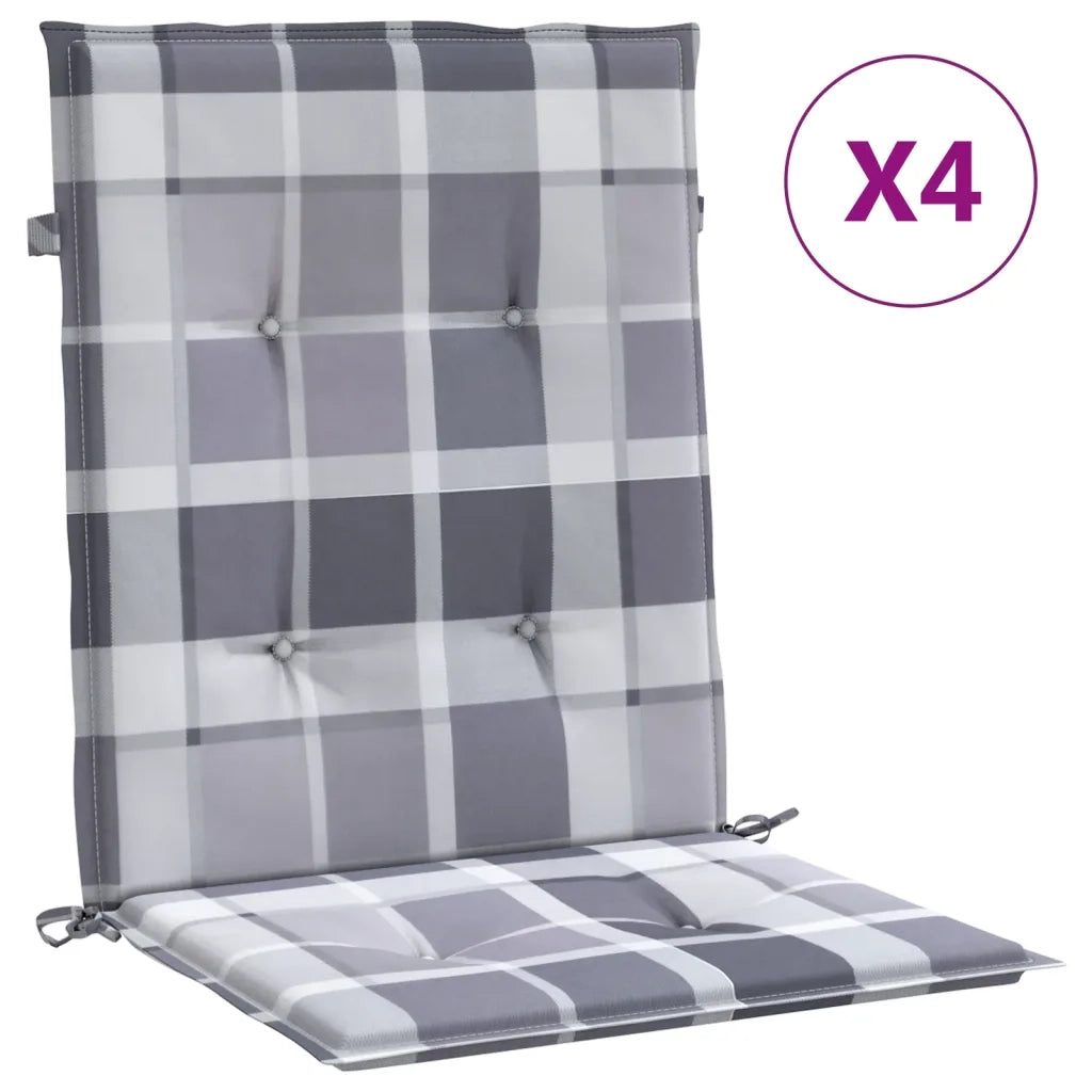 Cuscini per Sedia 4 pz | Cuscini per sedie a Quadri Grigi 100x50x3cm Tessuto Oxford