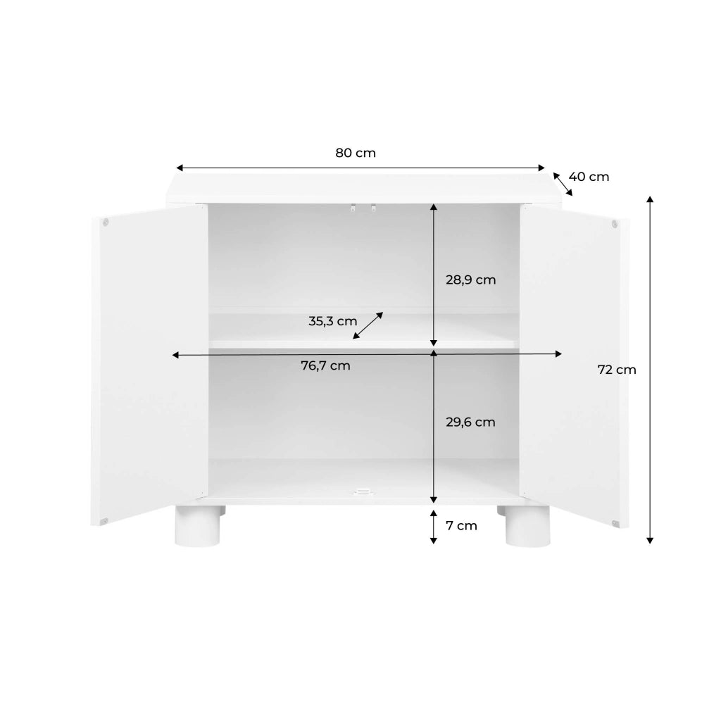 Credenza esotica effetto legno di mango 2 ante, 80cm, beige