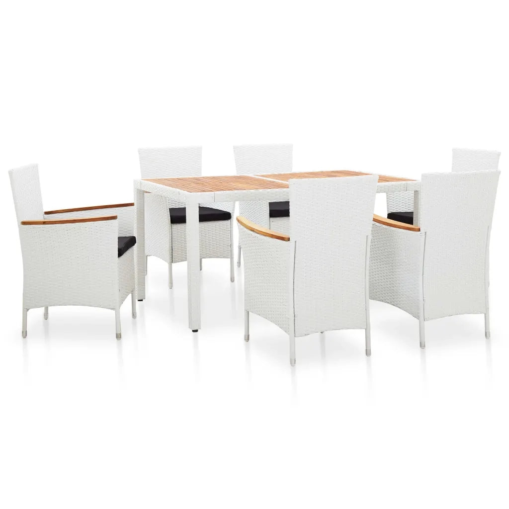 Set da Pranzo da Giardino 7 pz in Polyrattan Bianco cod mxl 43222