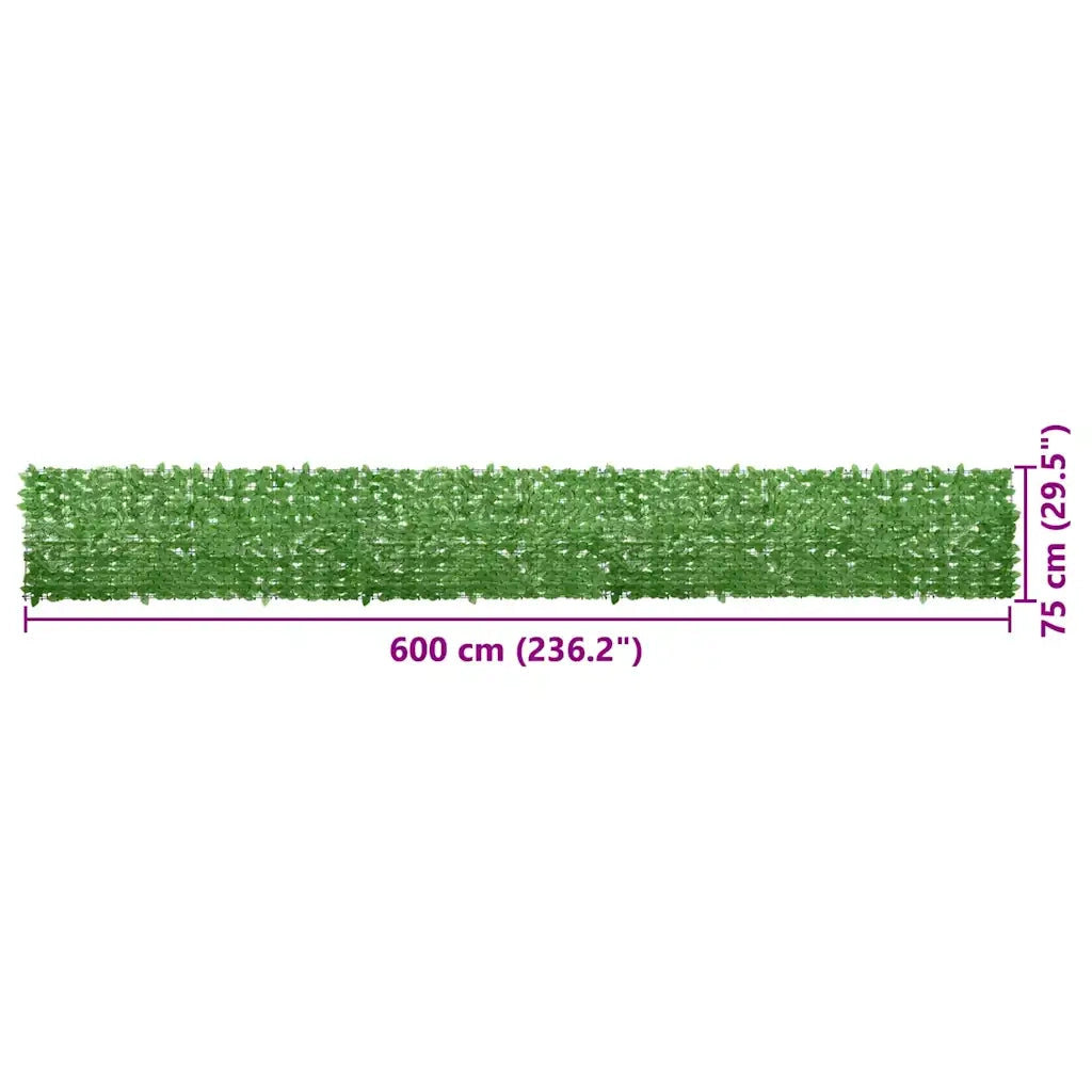 Paravento da Balcone-Pannello per balcone con Foglie Verdi 600x75 cm