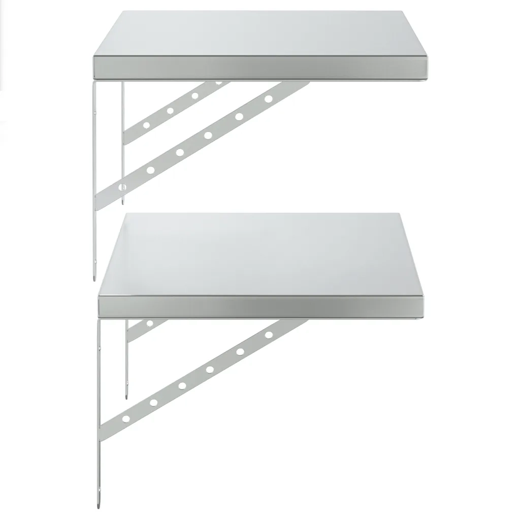 vidaXL Mensole a Muro 2 pz 50x40 cm Argento in Acciaio Inossidabile
