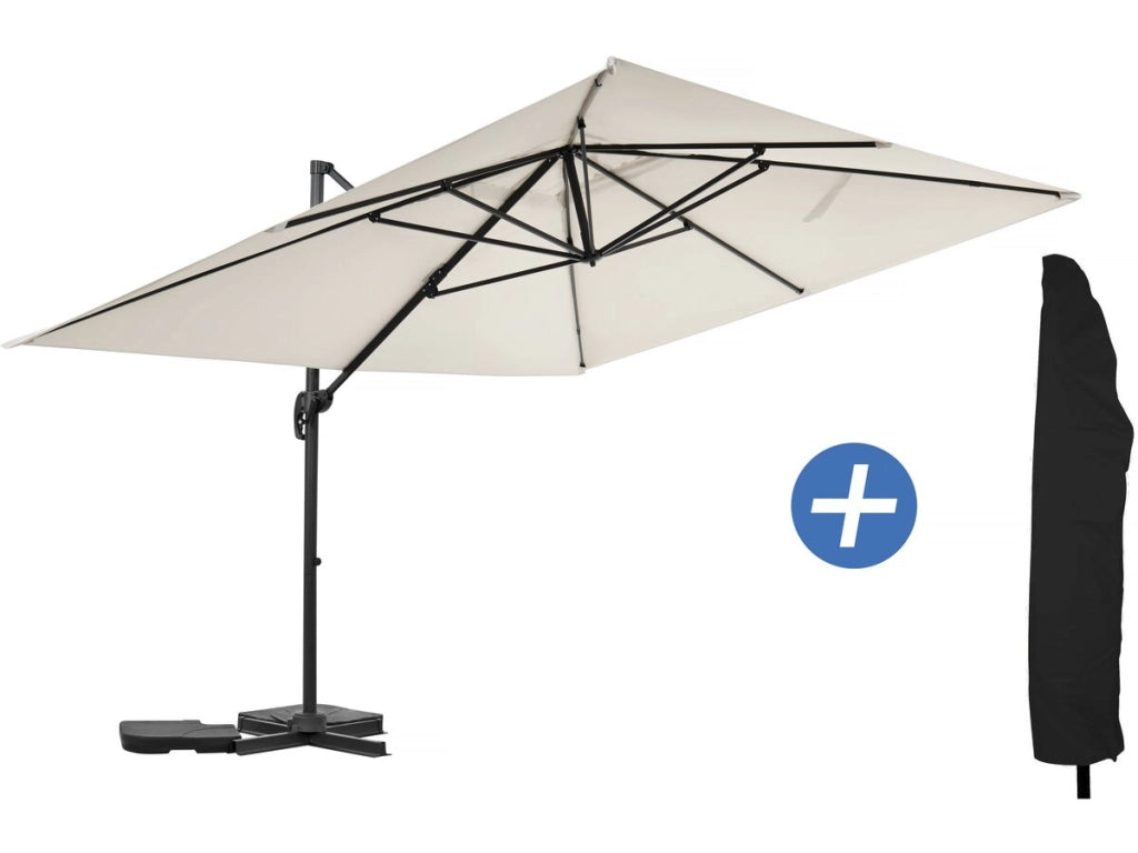 Ombrellone da giardino a sbalzo in alluminio "Sky 4" - 3 x 4 m - Ecru - Con telo