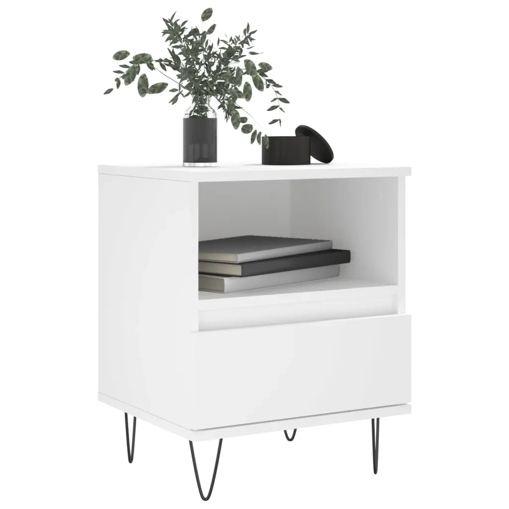 Comodino | Armadio da Notte | Mobiletto da notte Bianco 40x35x50 cm in Legno Multistrato