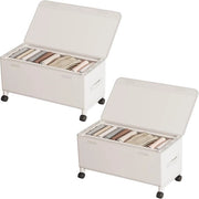 Onderfondo con cassetti ruotanti - cassetti da letto - cassetti da sottoletto pieghevoli con coperchio - telaio metallico - organizzatore da letto per abbigliamento e scarpe - 2 pezzi - bianco