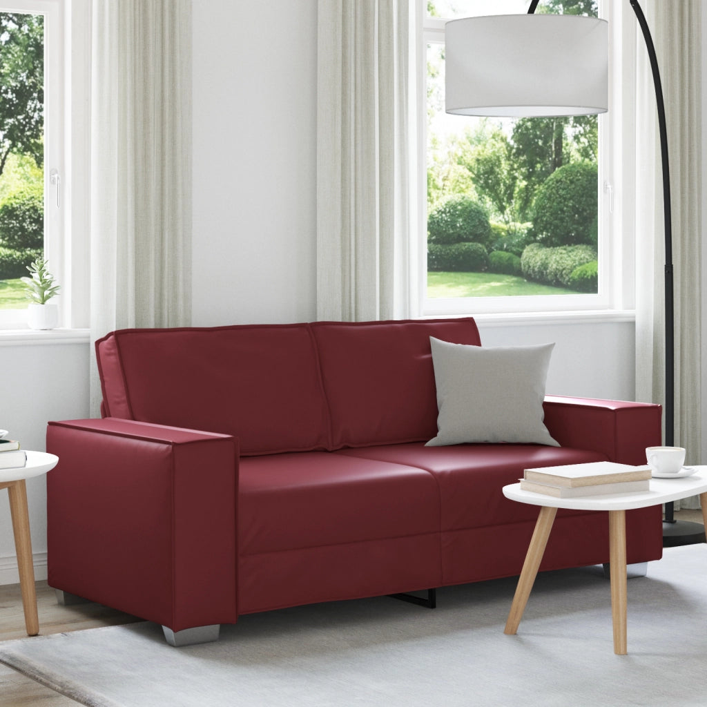 Divano Loveseat  Rosso Vino 140 cm in Pelle Sintetica