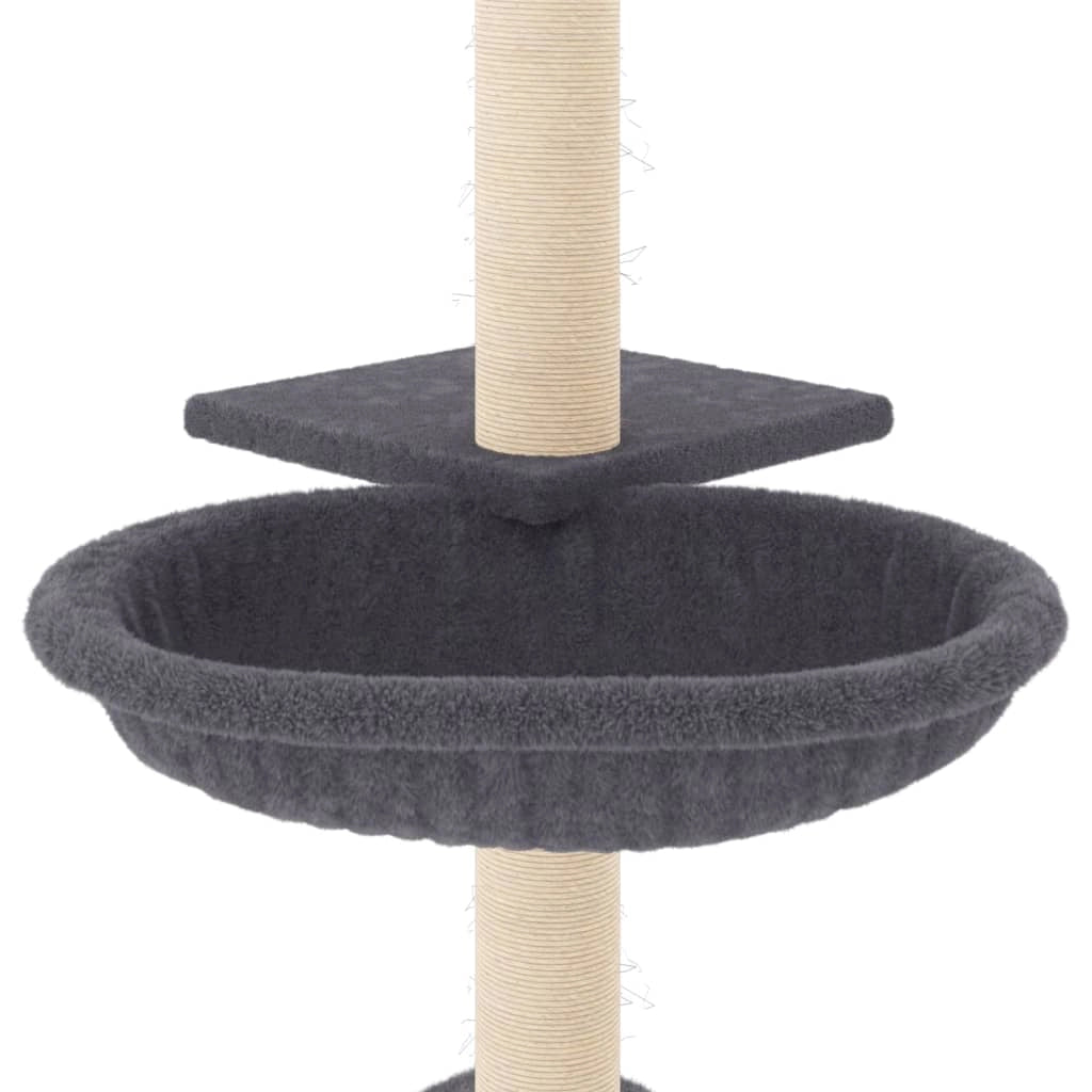 Tiragraffi per gatti Mobili per arrampicata su torre Tiragraffi piattaforma da arrampicata con tiragraffi in sisal scuro 72 cm grigio 02_0022702