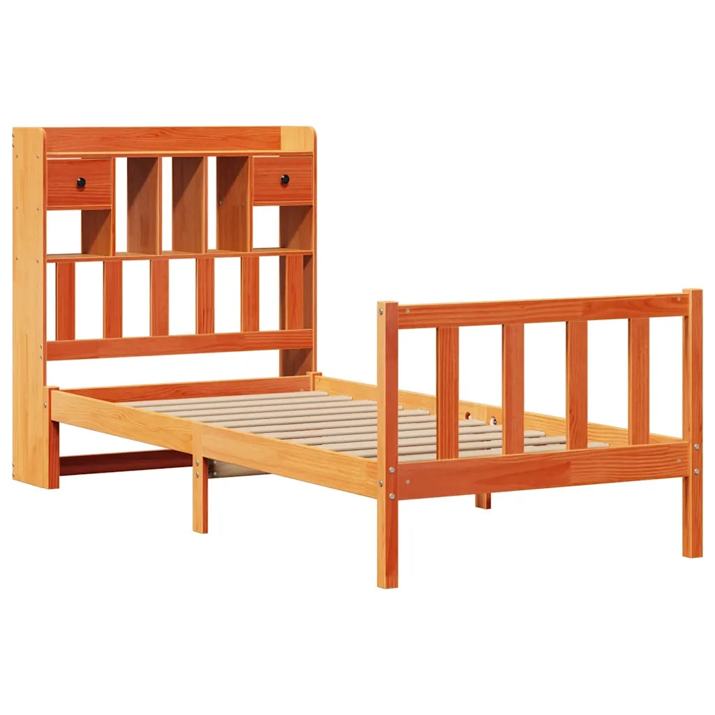 Letto Libreria senza Materasso Marrone Cera 75x190 cm in Pino 3321753