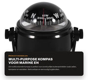 Compasso Multi-Scopo - Compasso per Barche/Caravan - Materiale ABS - Nero/Bianco - Diametro del Cuscinetto 6 cm - Incluso Plettro e Viti - Compasso Nautico