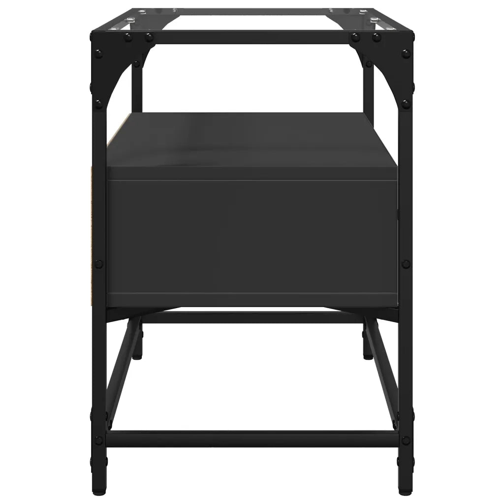 vidaXL Mobile TV con Piano in Vetro Nero 60x35x51 cm Legno Multistrato
