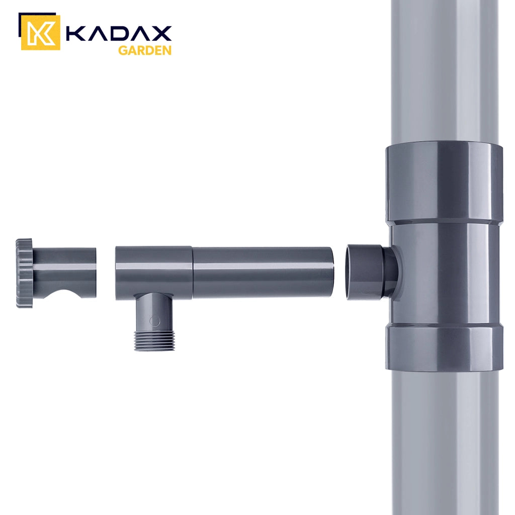 Collettore di acqua piovana KADAX con valvola di raccolta per grondaia da 90 mm
