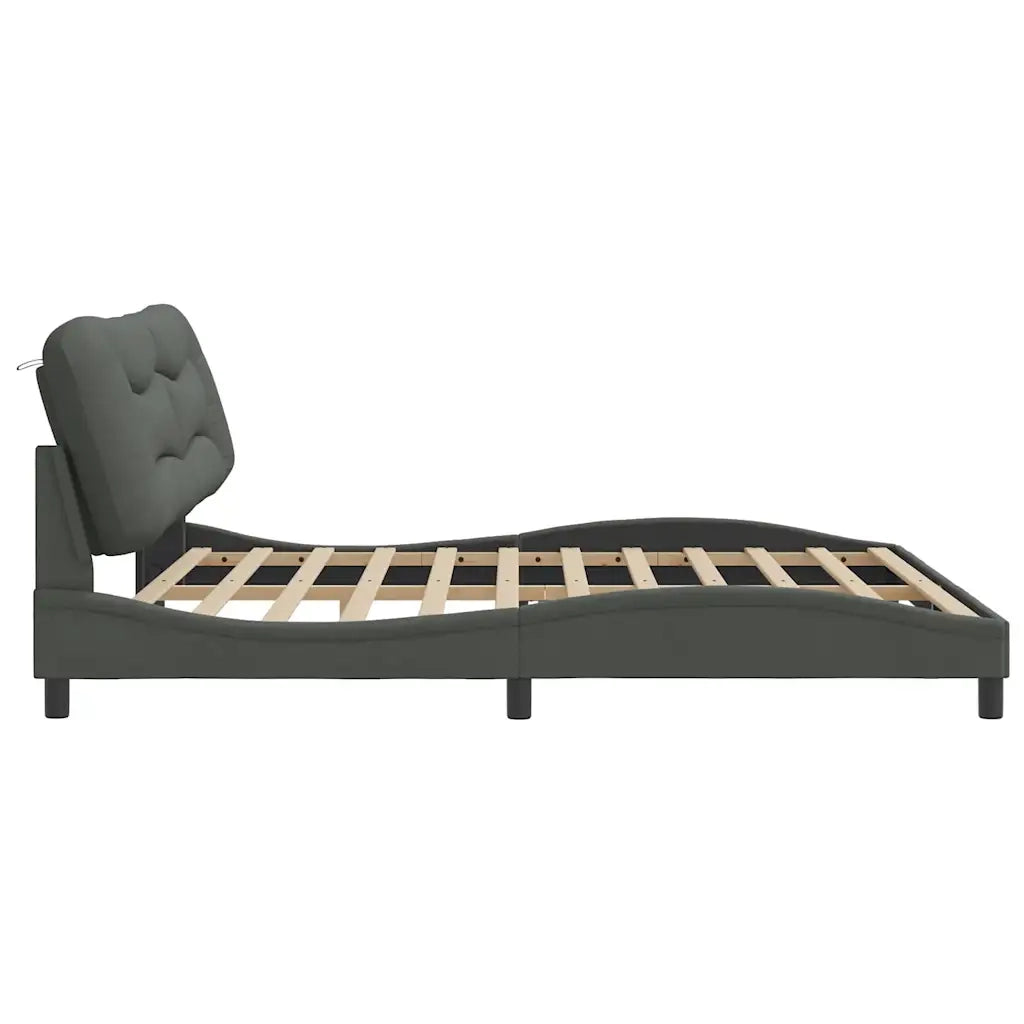 Giroletto senza Materasso-Struttura Letto Hvar Grigio Scuro 200x200 cm Tessuto