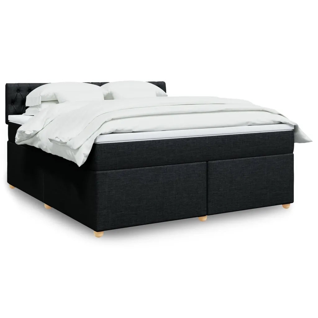 Giroletto a Molle con Materasso Nero 180x200 cm in Tessuto