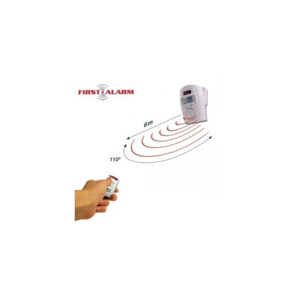 Trade Shop - Allarme Con Sensore Infrarossi 2 Telecomandi 105 Db Raggio 6 Metri Casa Ufficio -