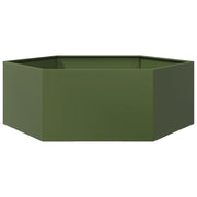 Fioriera | Cassetta per fiori | Vaso da Giardino Verde Oliva Esagono 138x120x45 cm Acciaio
