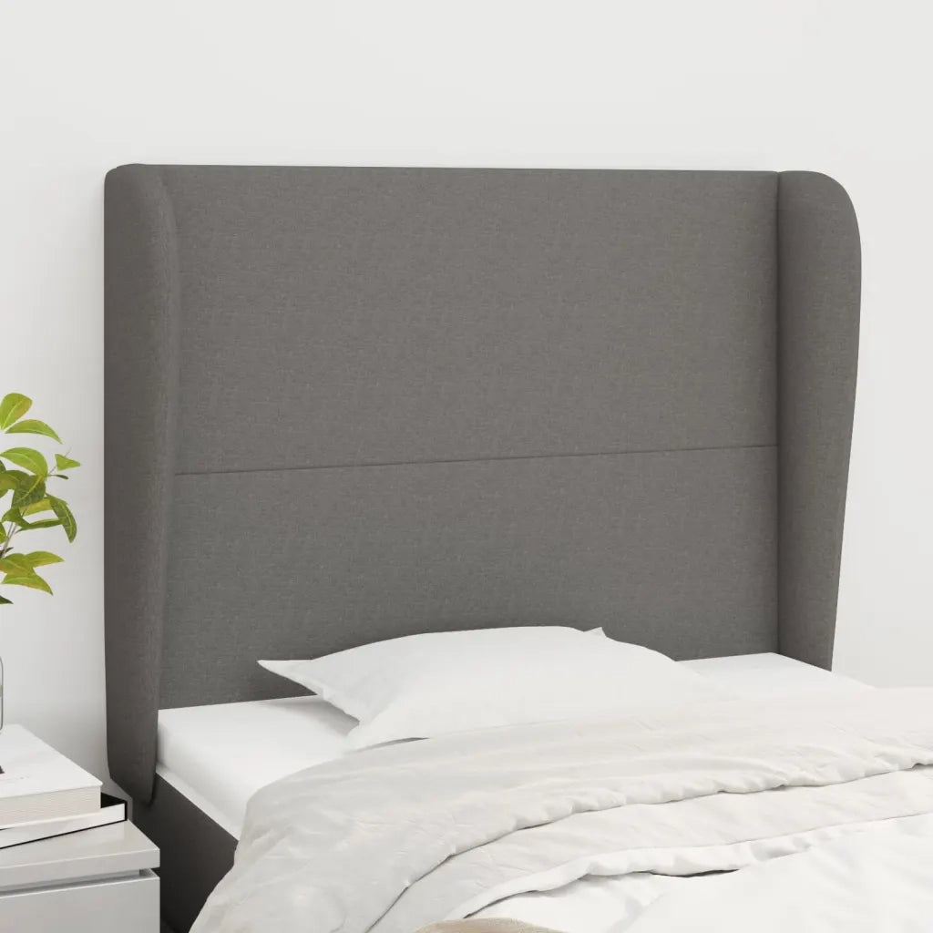Testiera | Testata ad Orecchio Grigio Scuro 83x23x118/128 cm in Tessuto