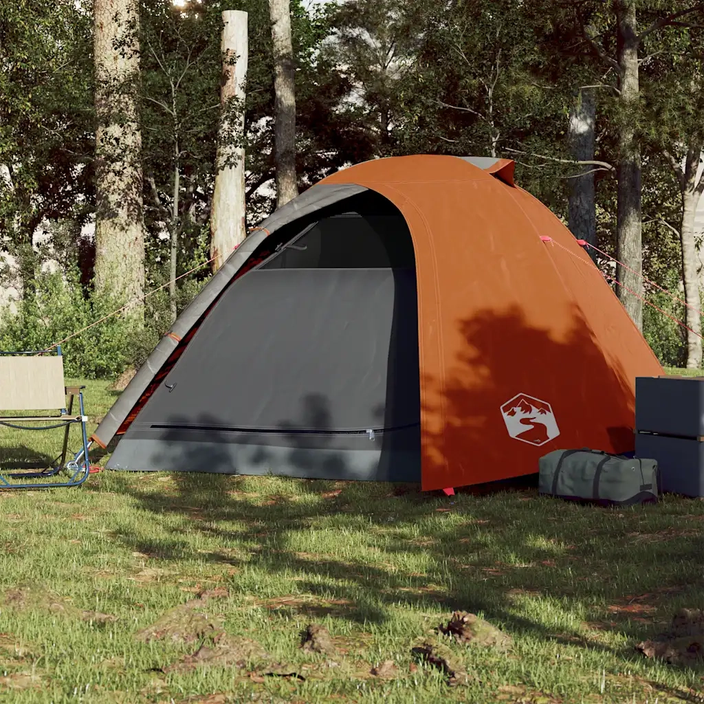Tenda da Campeggio a Cupola 4 Persone Grigio e Arancione 94337