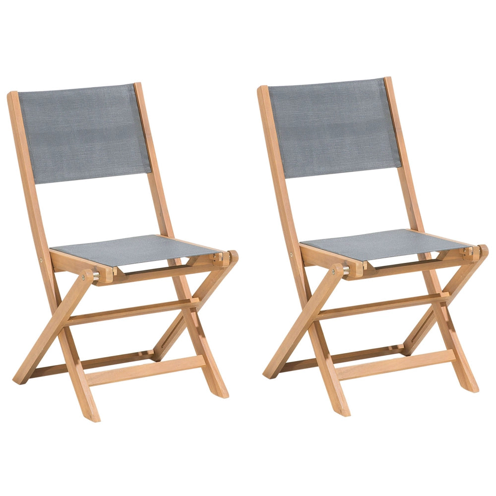 Set di 2 sedie da giardino in marrone chiaro di acacia pieghevoli