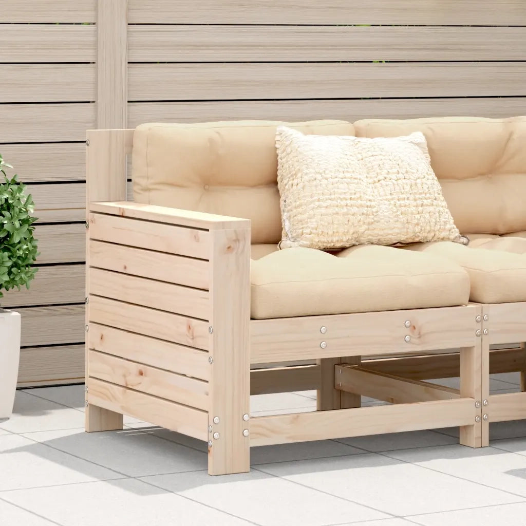 Divano Giardino Senza Braccioli con Cuscino-Sofa da Giardino-Divanetto da esterno Legno Massello Pino 312444