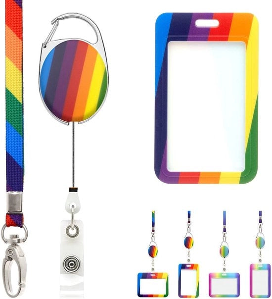 Lanyard con Slider Badge Ologramma - Chiave Tesa - Cordoncino da Spalla - Terylene-Polyester - Fermo Metallico a Carabina - Per Uso Verticale - Badge di Identificazione
