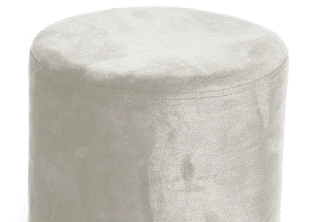 Pouf Salotto/Camera Rotondo Imbottito Modello Cilindro Velvet In Tinta Unita - Pouf - Beige