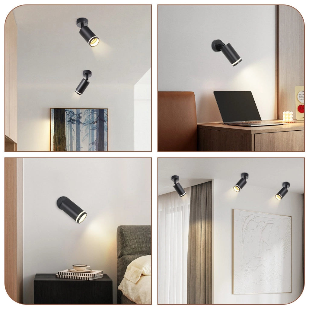 ZMH Faretto da soffitto nero 1 lampadina Plafoniera moderna GU10 faretti orientabili interno metallo