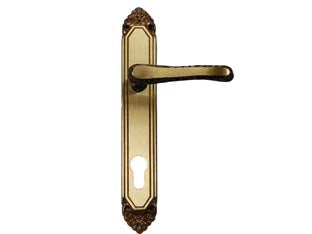 MANIGLIA LAVINIA CON PLACCA IN OTTONE FORO YALE- - mm.90 tipo leggero - 1 paio