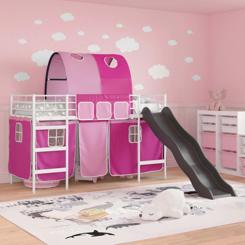 Struttura del letto loft per bambini-Giroletto per bambini Bianco e Rosa 75 x 190 cm 706735