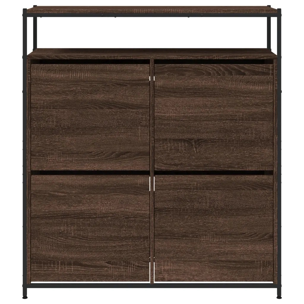Scarpiera 4 Cassetti Ribaltabili Rovere Marrone 100x34x112 cm 3214417