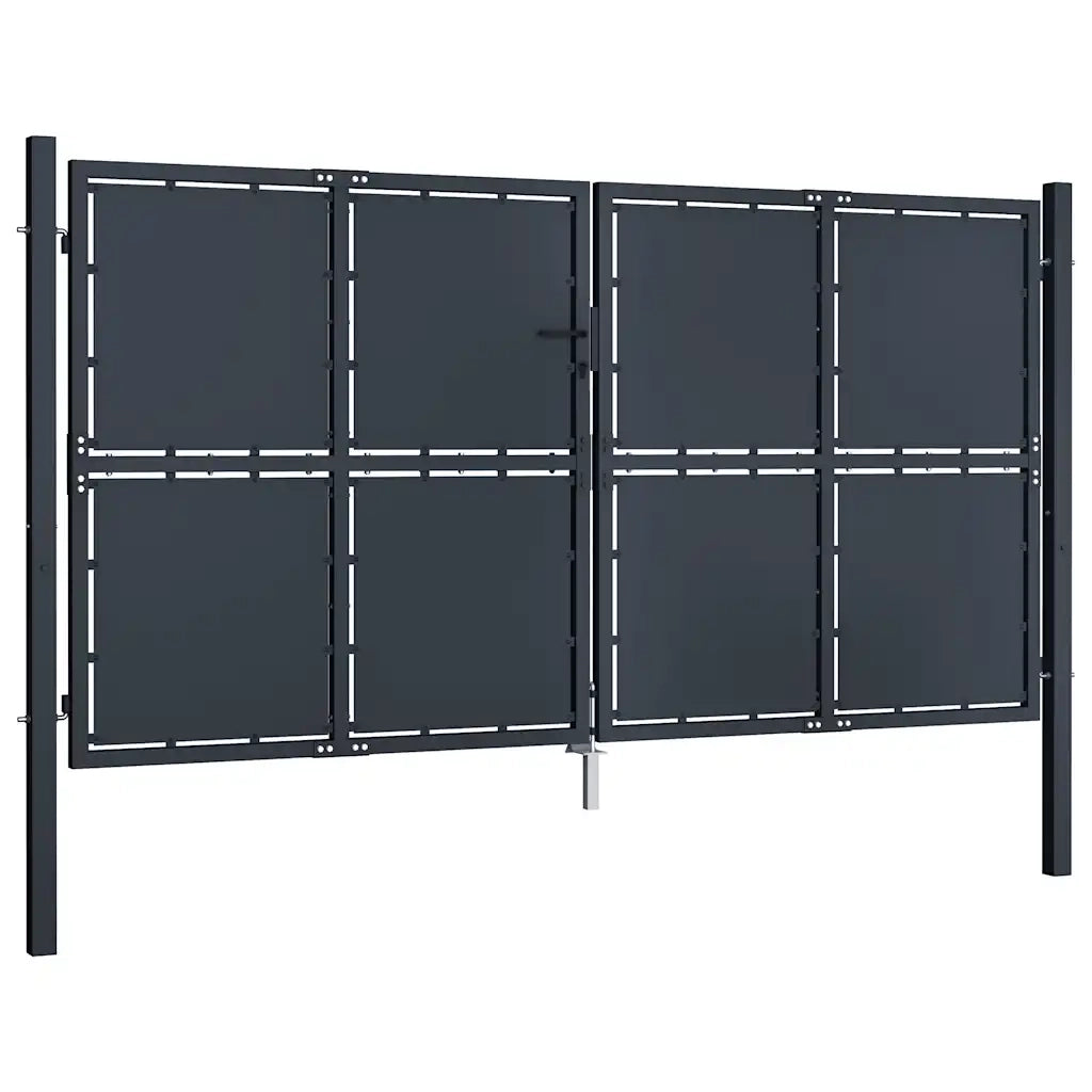 Cancello da Giardino in Acciaio 300x150 cm Antracite 144526