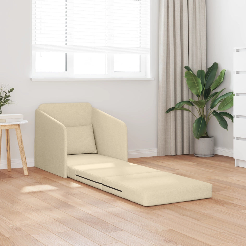 Divano Letto 2 in 1 Panna 65x80x83 cm Tessuto