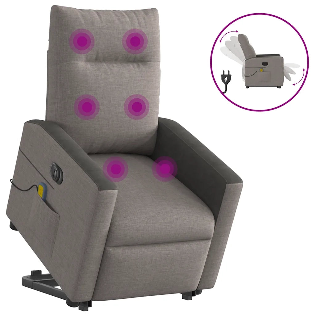 Poltrona Alzapersona Massaggiante Elettrica Tortora in Tessuto 3324078