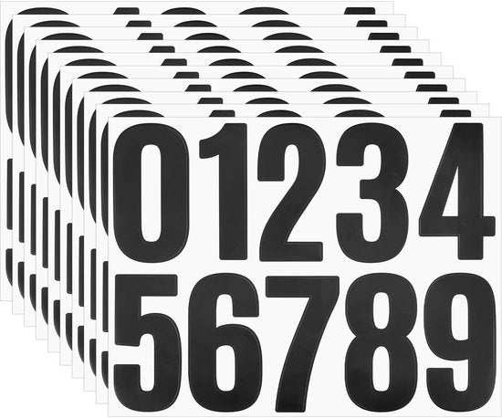 Etichette riflettenti per numeri civici - 100 pezzi - Sticker autoadesivi - Vinile - Nero - Installazione facile - Etichette per indirizzo