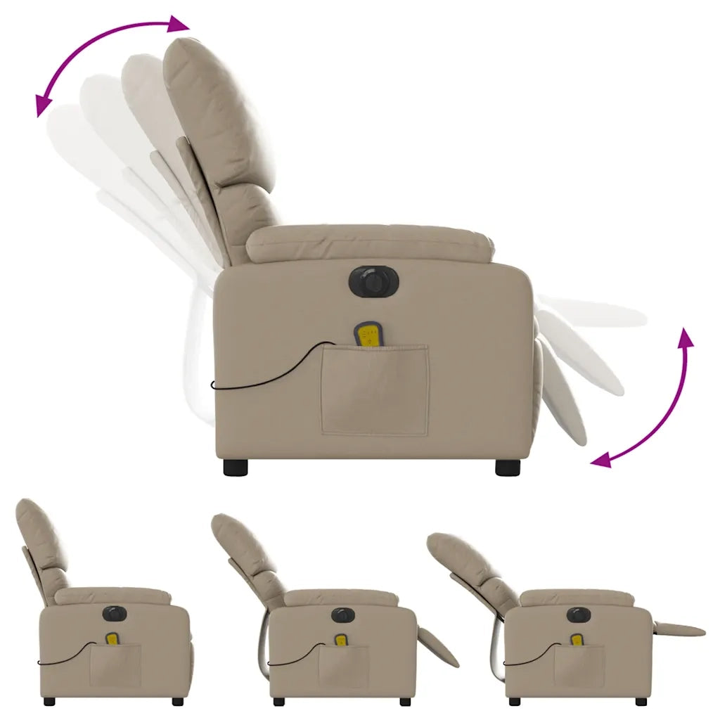 Divano Sedia-Poltrona Reclinabile Massaggio Elettrica Cappuccino Similpelle 239021