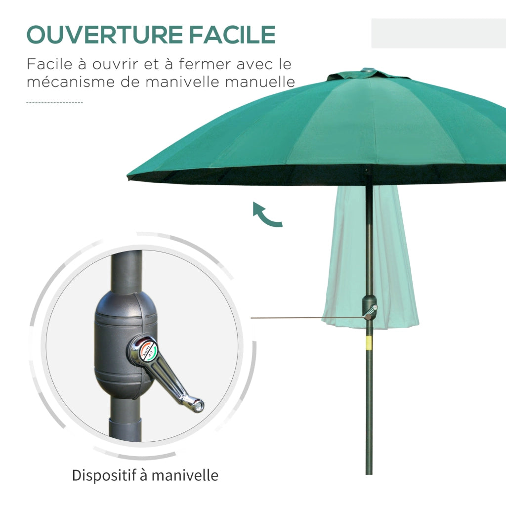 Ombrellone da giardino inclinabile rotondo ¨C Minimal ¨C verde, metallo e fibra di vetro, ? 2.5 m