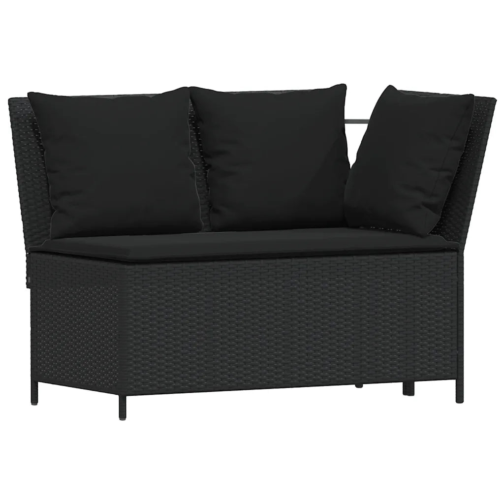 Set da Pranzo da Giardino 4 pz | Set Salotto da Giardino con Cuscini Nero in Polyrattan